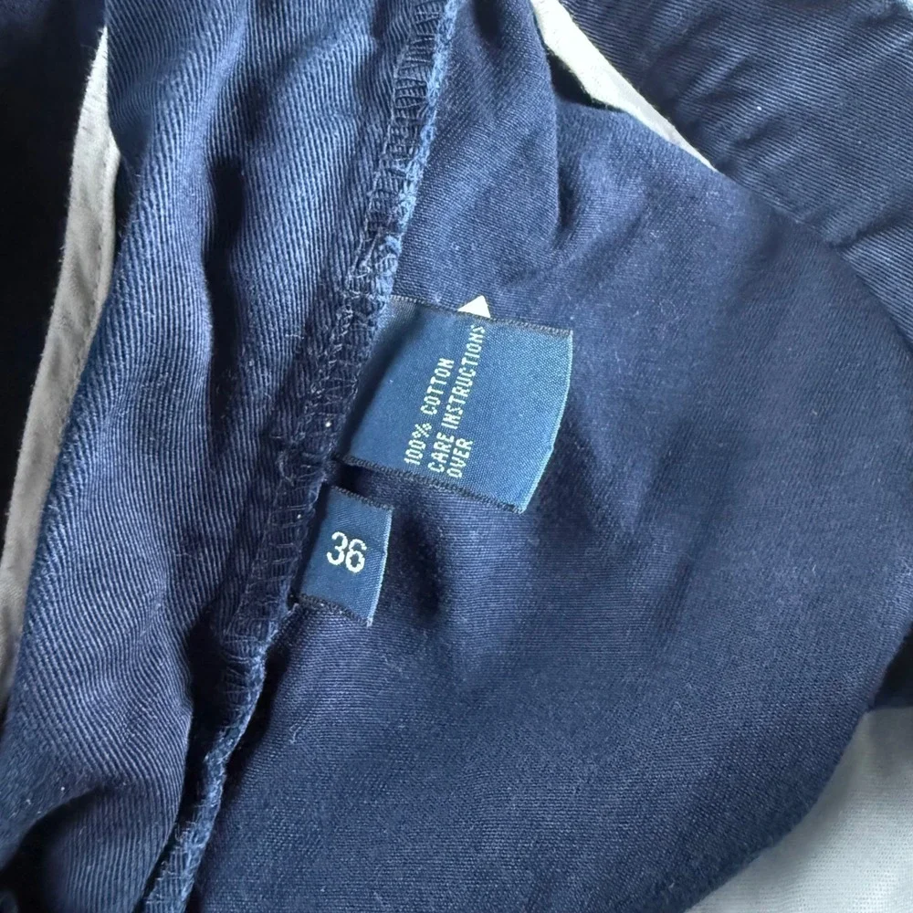 Polo Ralph Lauren Mens Tyler Short Navy Blue Pleated Chino Cotton Shorts Size 36